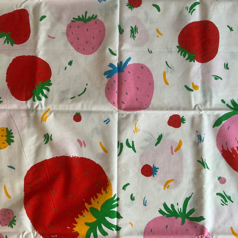 IKEA Cotton Fabric by the Yard Pink & Red Strawberry print NEW